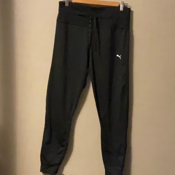 Puma Black Tapered Sweatpants with Elastic Cuffs - Picture 1 of 3